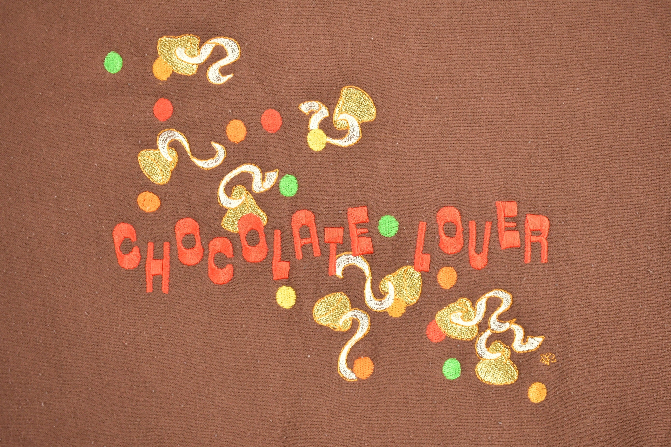 Vintage 1990s Novelty Chocolate Lovers Embroidered Crewneck Sweatshirt
