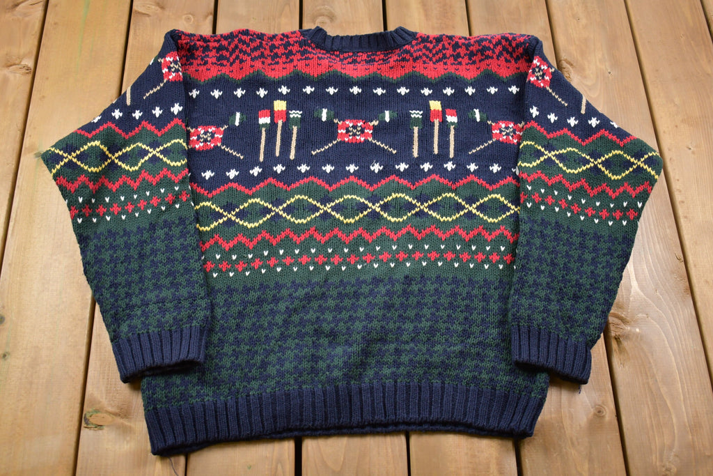 Vintage 1990s Ivy Crew All Over Print Knitted Sweater