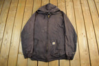Vintage 1990s Carhartt Sun Faded Distressed Zip Up Hoodie Men's Large Tall