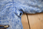 Vintage 1980s Acid Wash Aviator Denim Jean Jacket