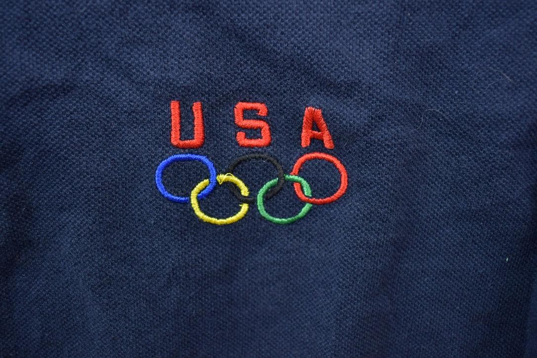 Vintage 1990s Champion USA Olympics American Flag Quarter Button Up Shirt