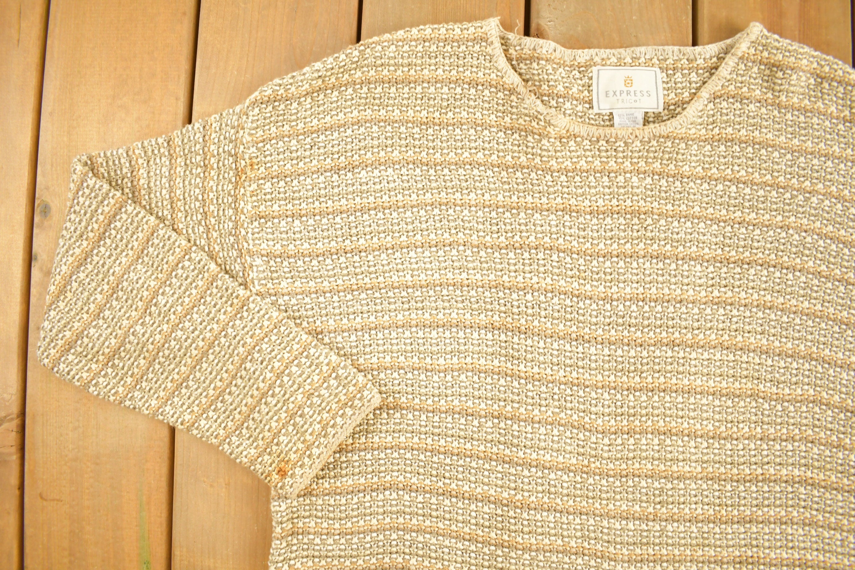 Vintage 1990s Beige Knitted Sweater /