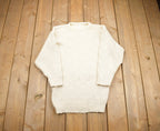 Vintage 1990s White Cable Knit Crewneck Sweater