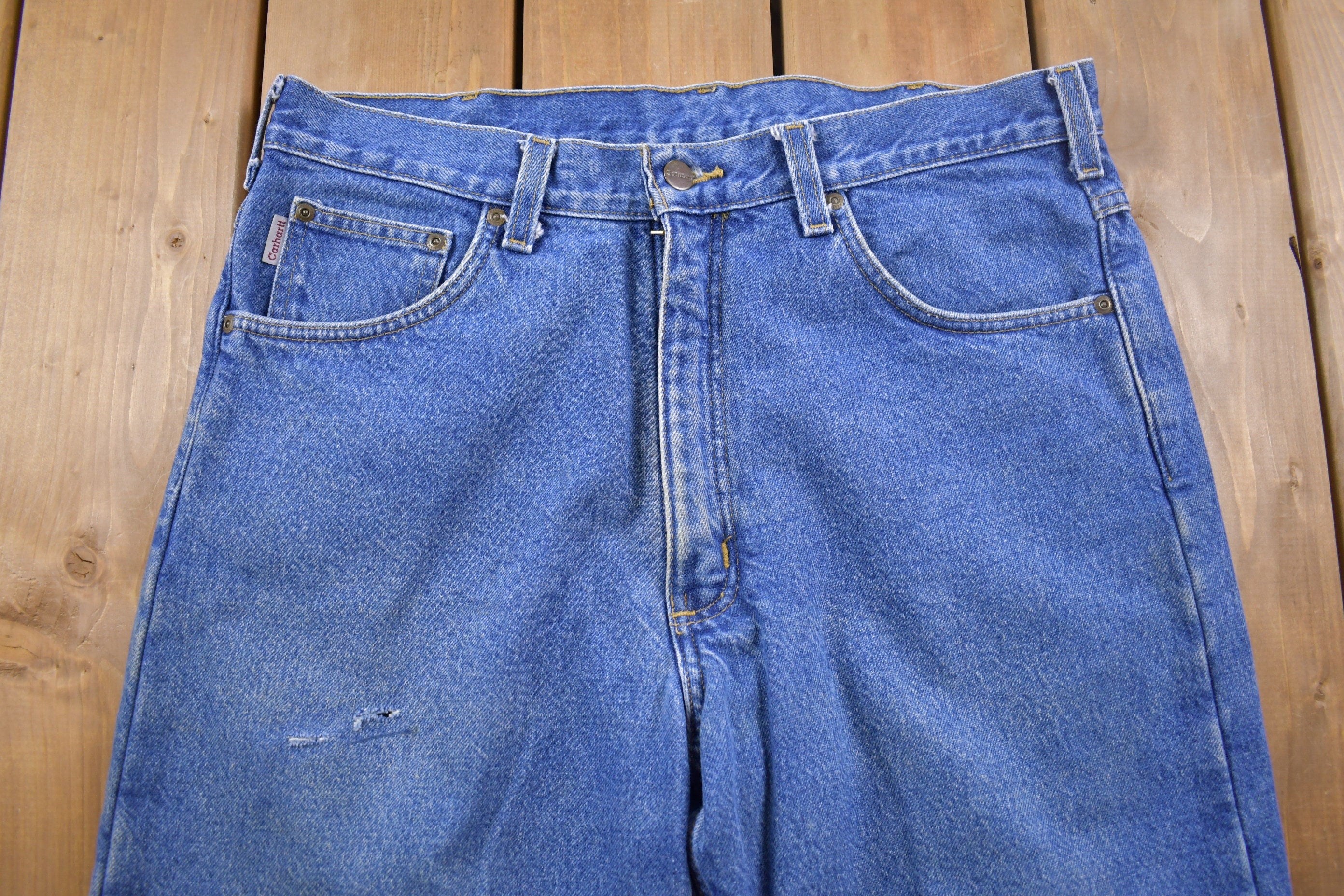 Vintage 1990s Carhartt Cotton Lined Work Jeans Size 35 x 29