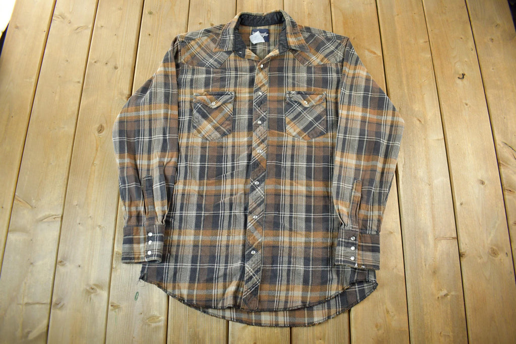 Vintage 1990s Wrangler Pearl Snap Western Shirt Men's Large