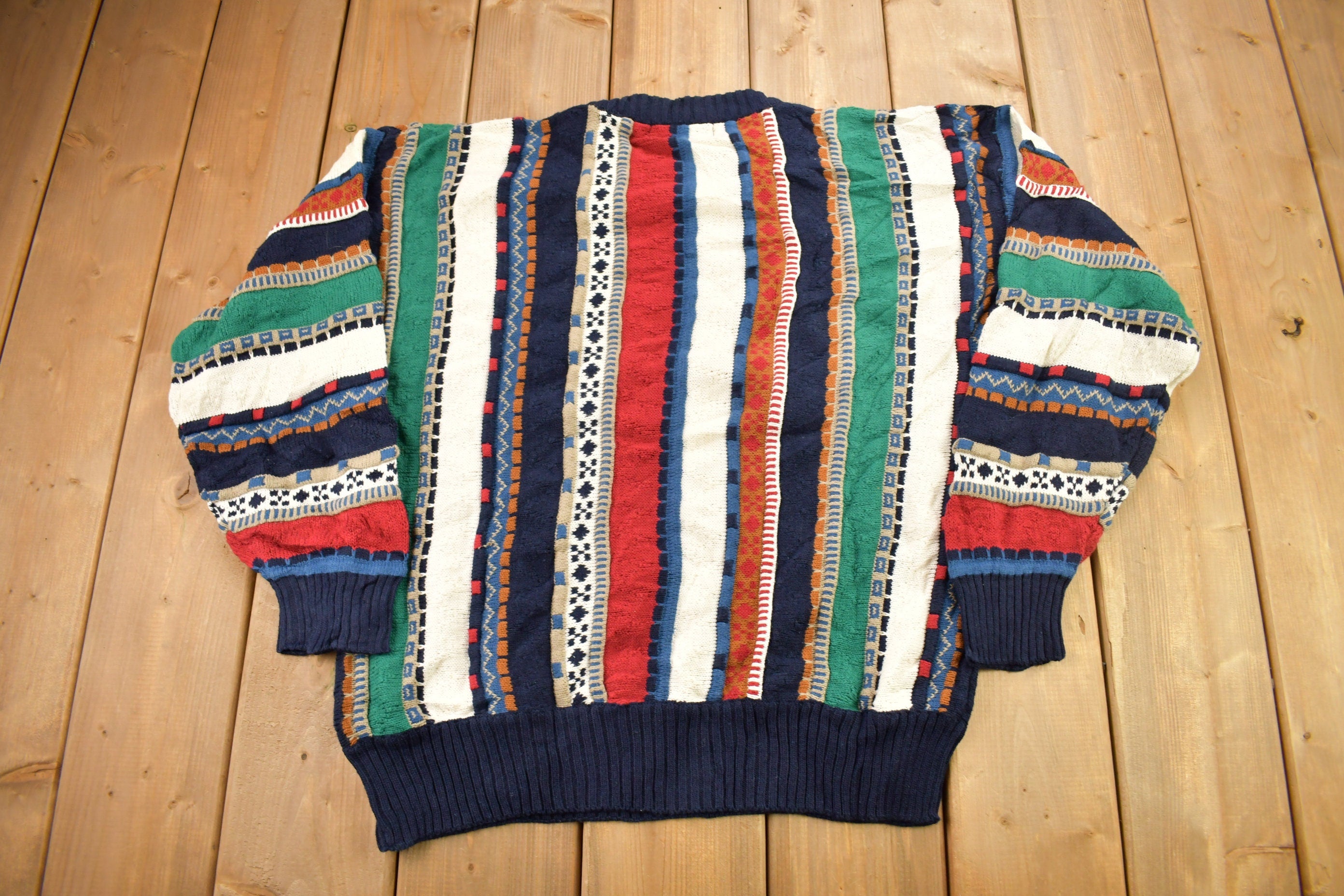 Vintage 1990s 3D Cable Knit Cotton Traders Sweater