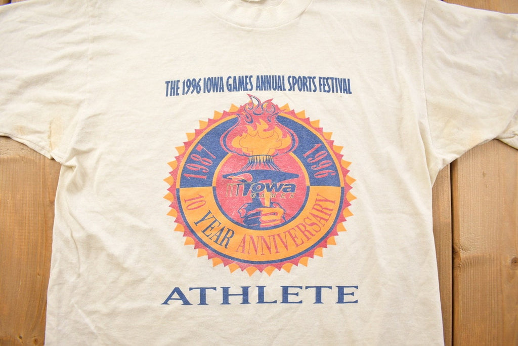 Vintage 1996 Iowa Games Annual Sports Festival Graphic T Shirt