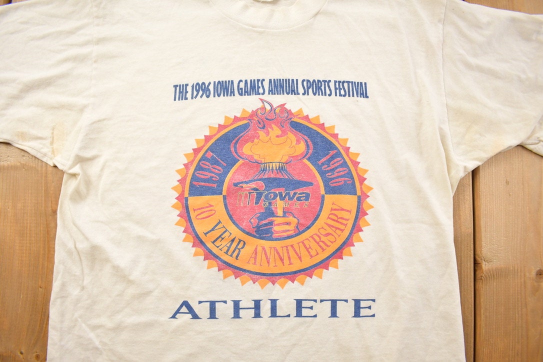 Vintage 1996 Iowa Games Annual Sports Festival Graphic T Shirt