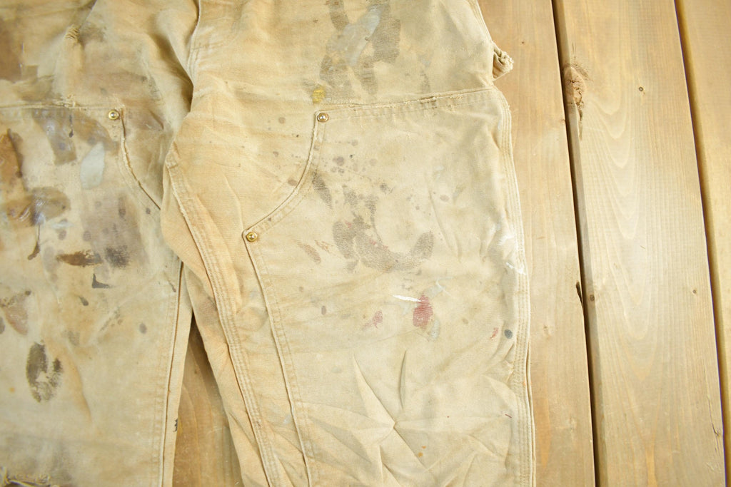 Vintage 1990s Carhartt Paint Distressed Double Knee Denim Work Jeans Adult 34 x 29