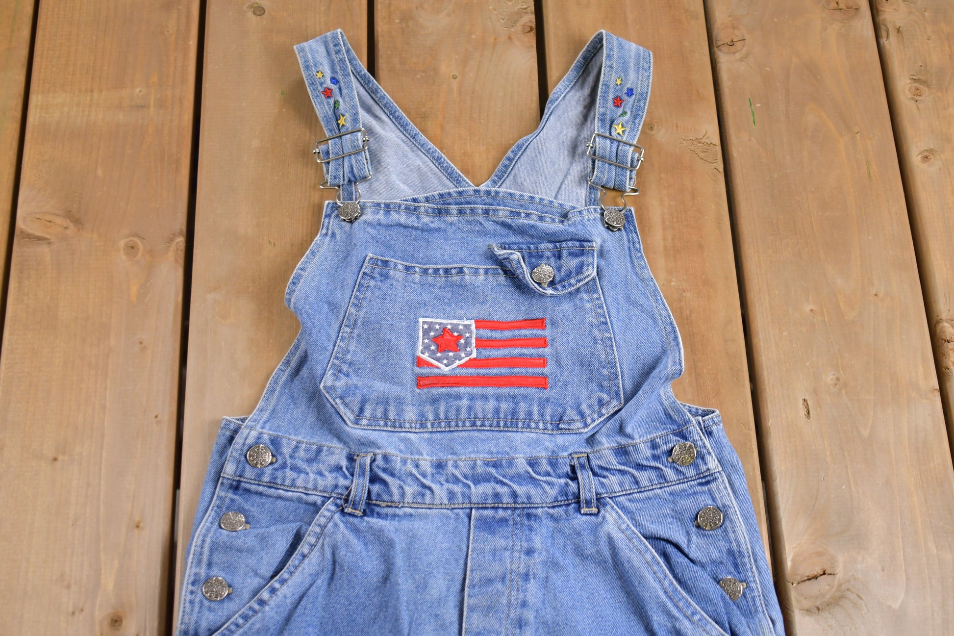 Vintage 1990s Rachels Kids Embroidered Denim Overalls Size 12