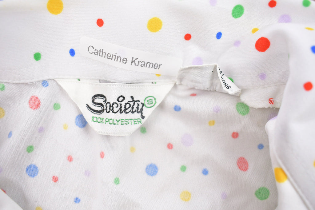Vintage 1980s Society Polka Dot Collared Shirt /