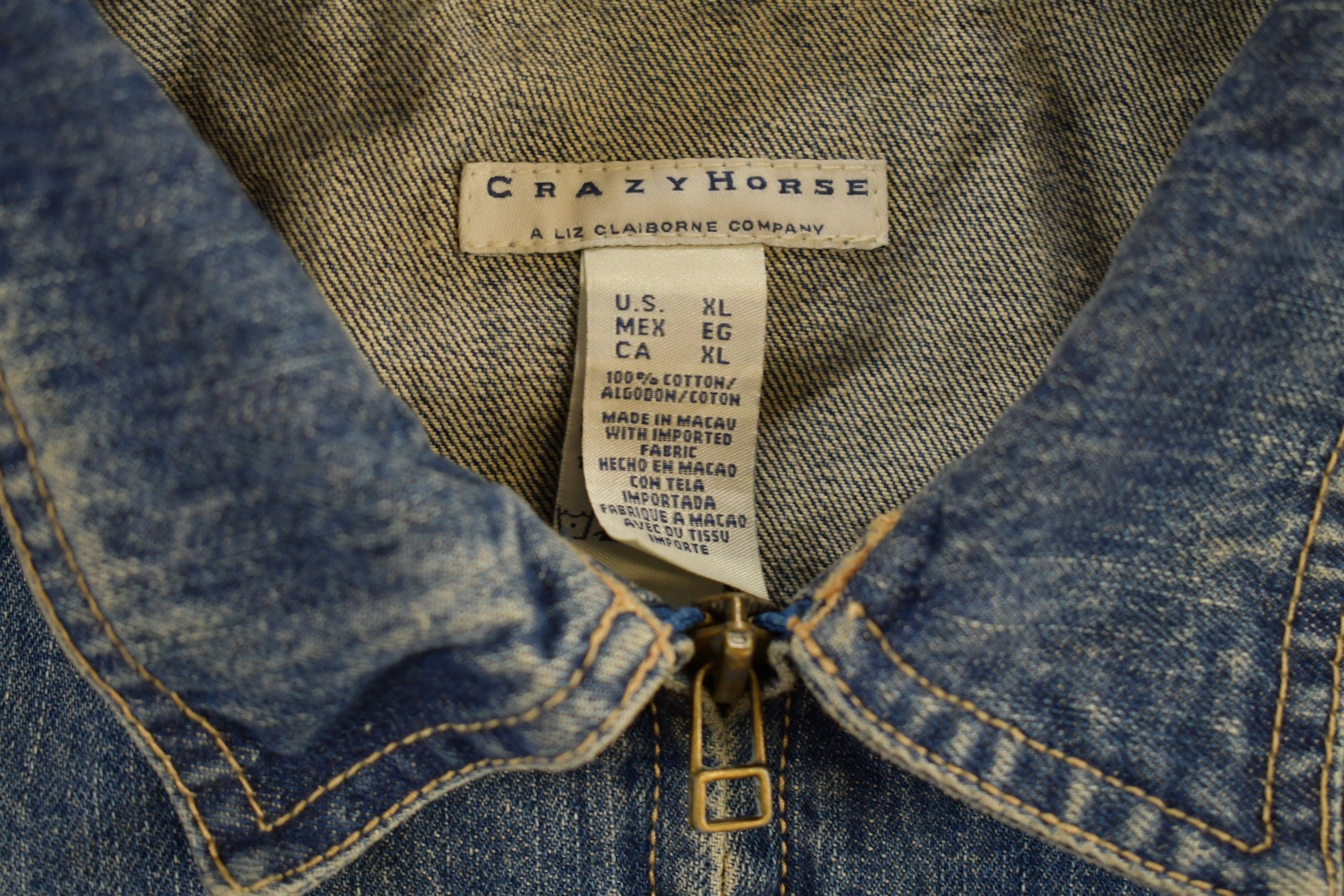 Vintage 1990s Crazy Horse Denim Jean Jacket