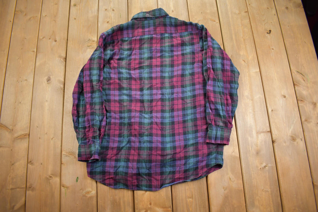 Vintage 1990s LL Bean Northwoods Plaid Flannel Button Up Shirt - Medium
