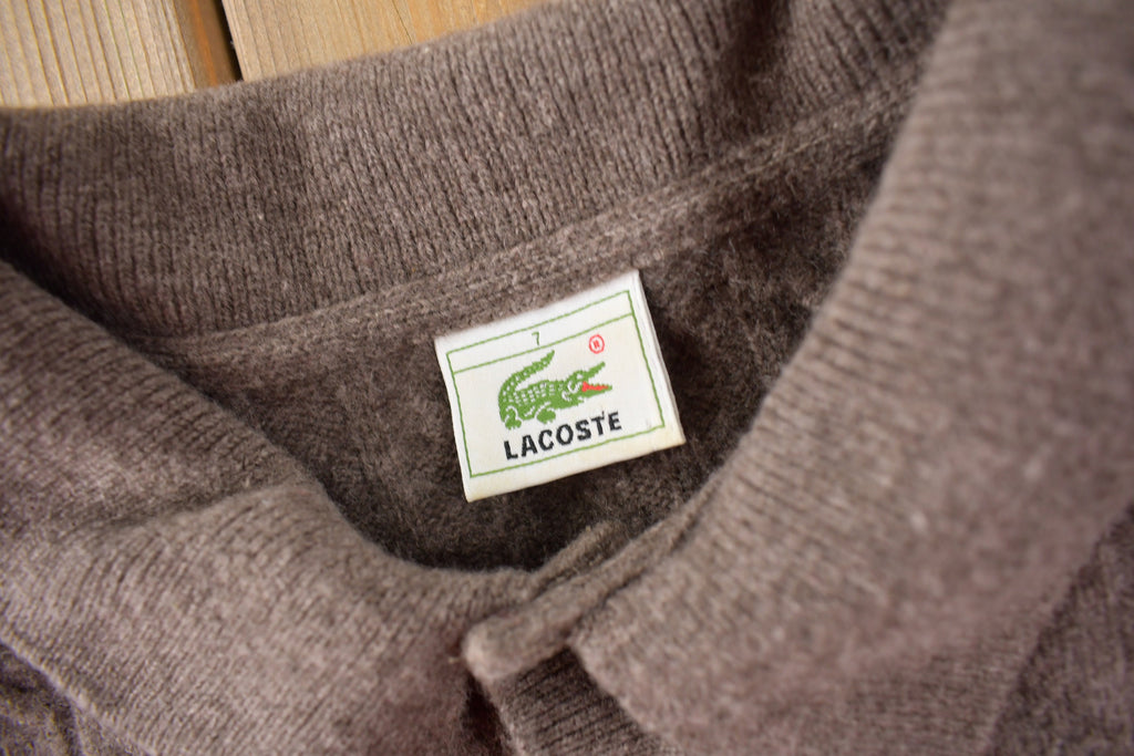 Vintage 1990s Lacoste Cable Knit Quarter Button Collared Sweater Size L/XL