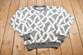 Vintage 1990s Grey Patterned Knit Crewneck Sweater