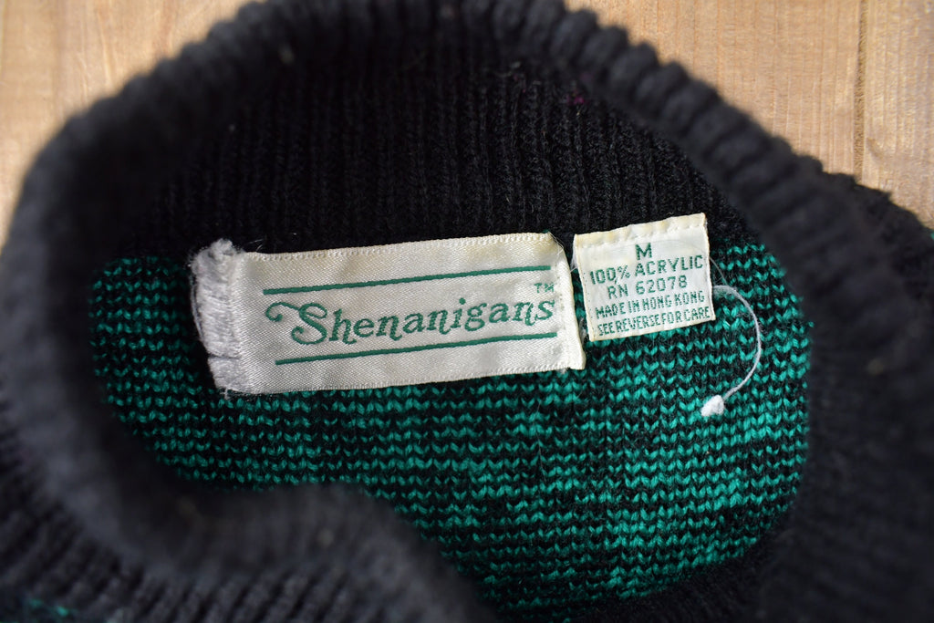 Vintage 1990s Abstract Theme Knit Mockneck Sweater