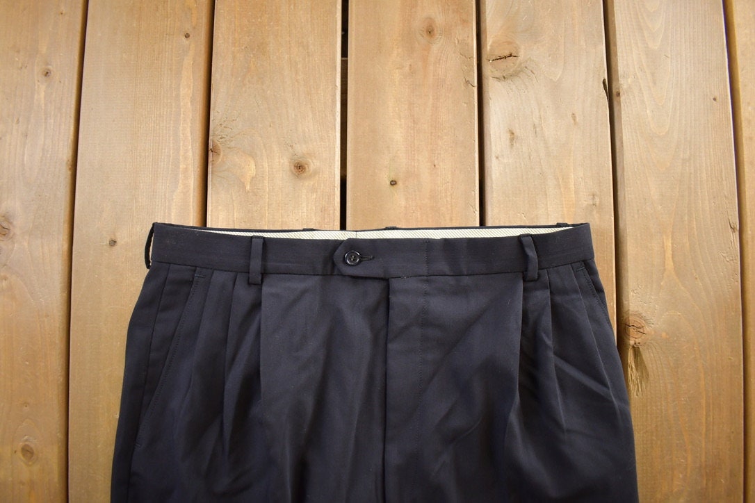 Vintage 1990s Black Dress Pants Size 34x30/ 1990s Wool Pants / Streetwear / True Vintage / Vintage Workwear / Dress Pants