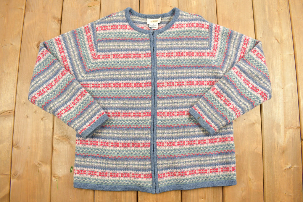 Vintage 1990s Talbot Knit Zip Up Cardigan Sweater