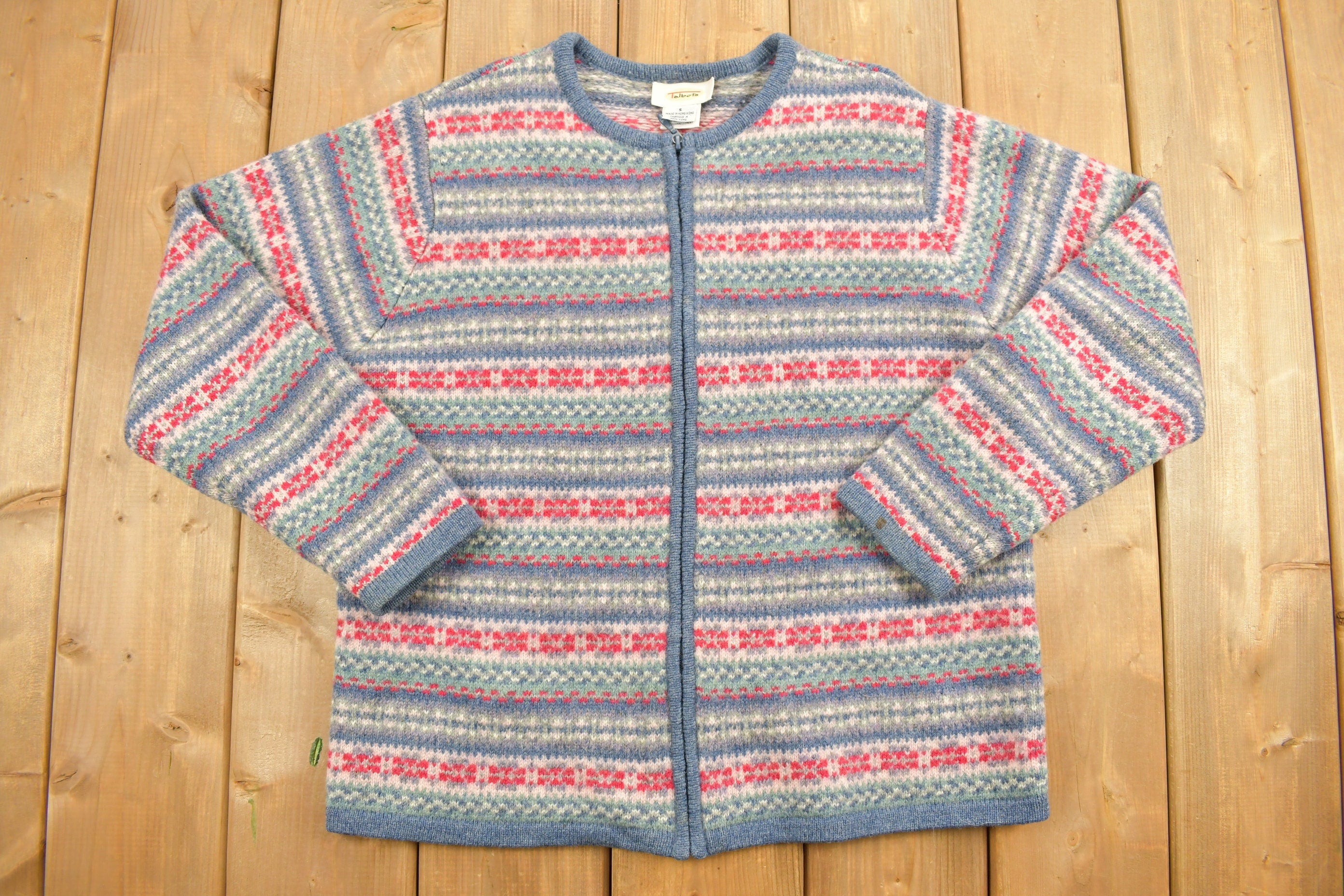 Vintage 1990s Talbot Knit Zip Up Cardigan Sweater
