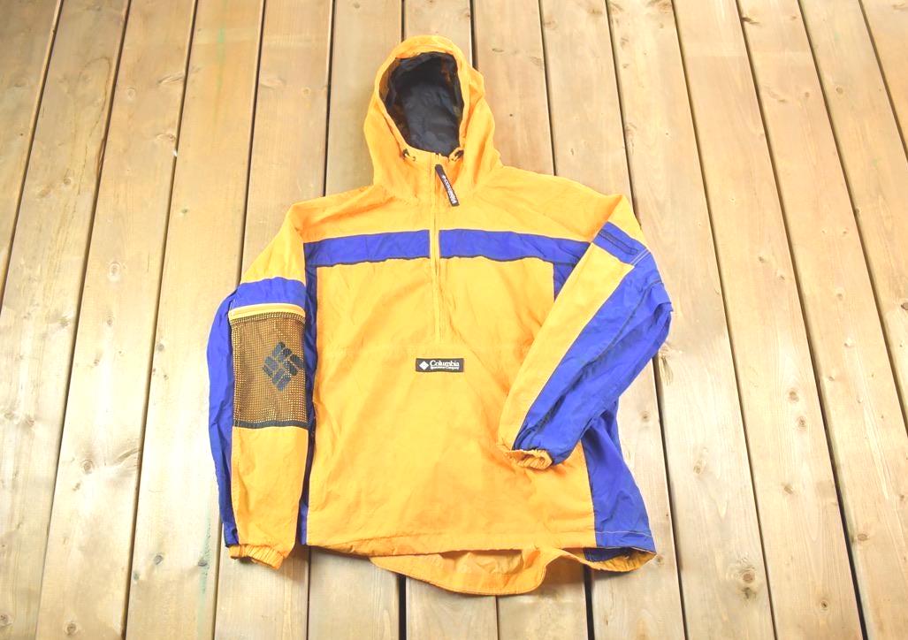 Vintage 1990s Columbia Colorblock Hooded Windbreaker Outdoors Jacket Made In USA