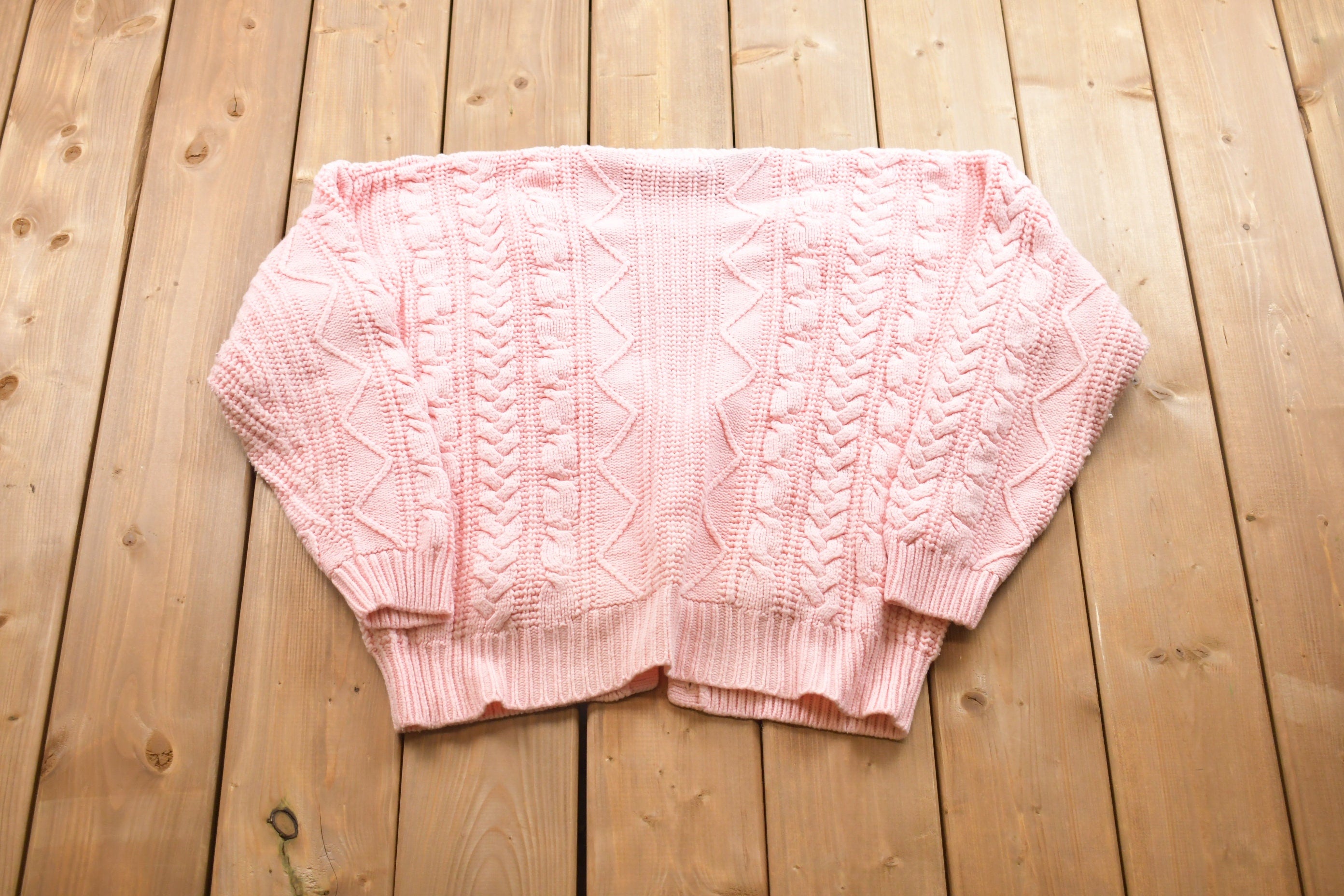 Vintage Pink Knitted Cardigan Sweater