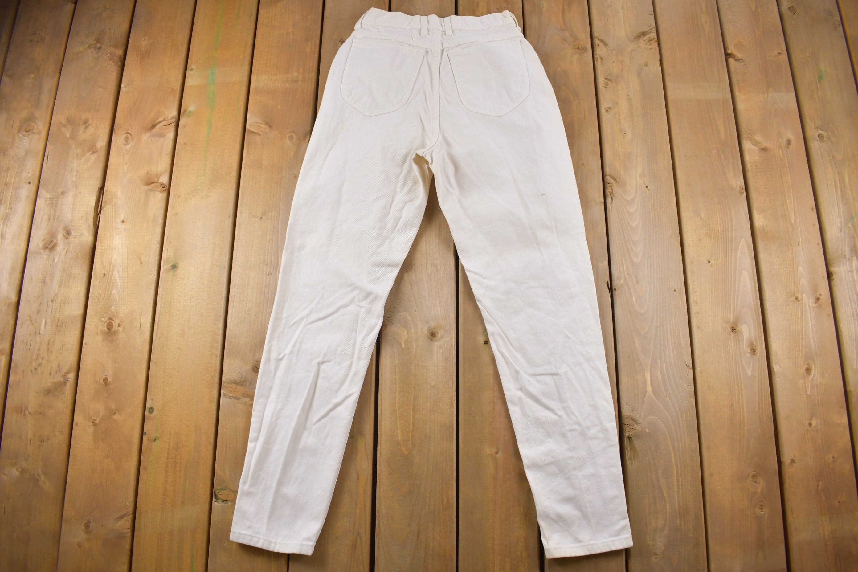 Vintage 1980s Simple White Denim Jeans Size 24 x 30