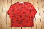 Vintage 1990s Cute Cardinal Graphic Fleece Crewneck Sweater