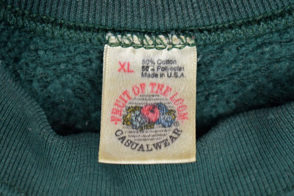Vintage 1980s Fruit Of The Loom Blank Green Raglan Crewneck Sweatshirt