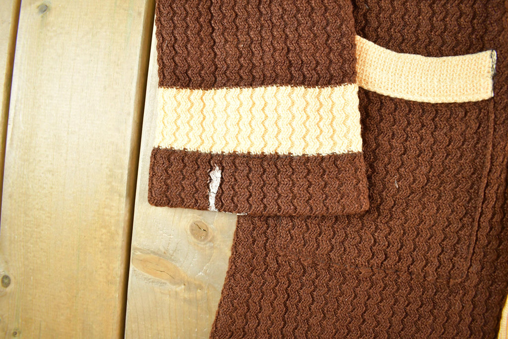 Vintage 1960s Knit Full Length Hooded Long Coat Men's Medium