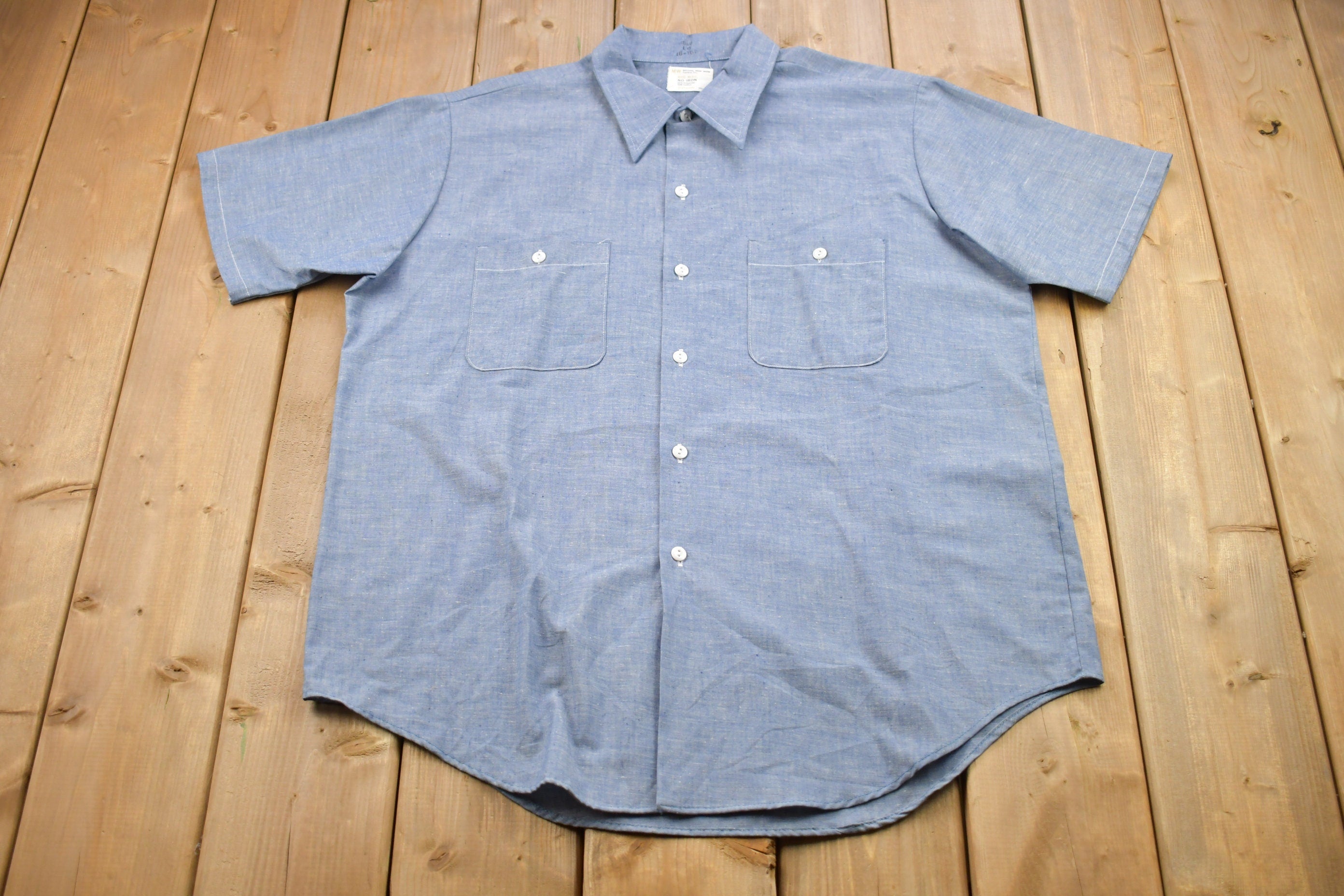 Vintage 1990s Blank Simple Button Up T-Shirt