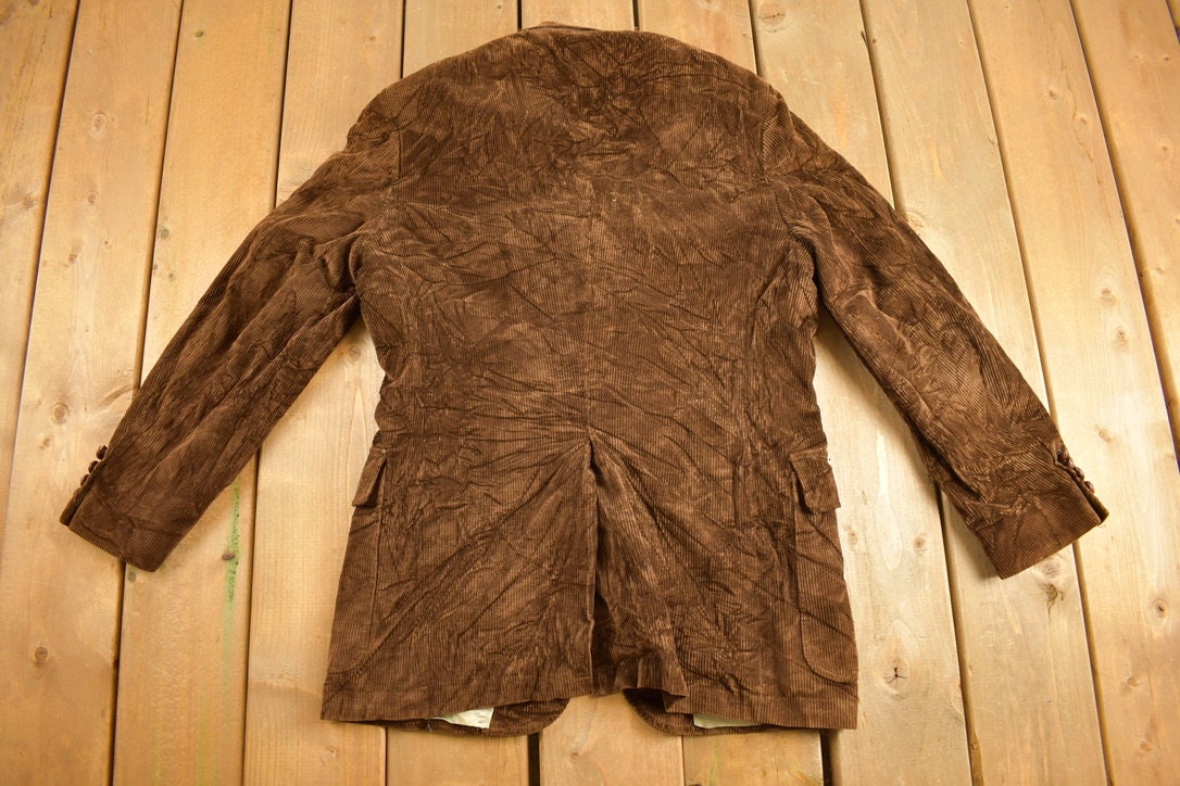 Vintage 1980s Brown Corduroy Blazer Button Up Shirt