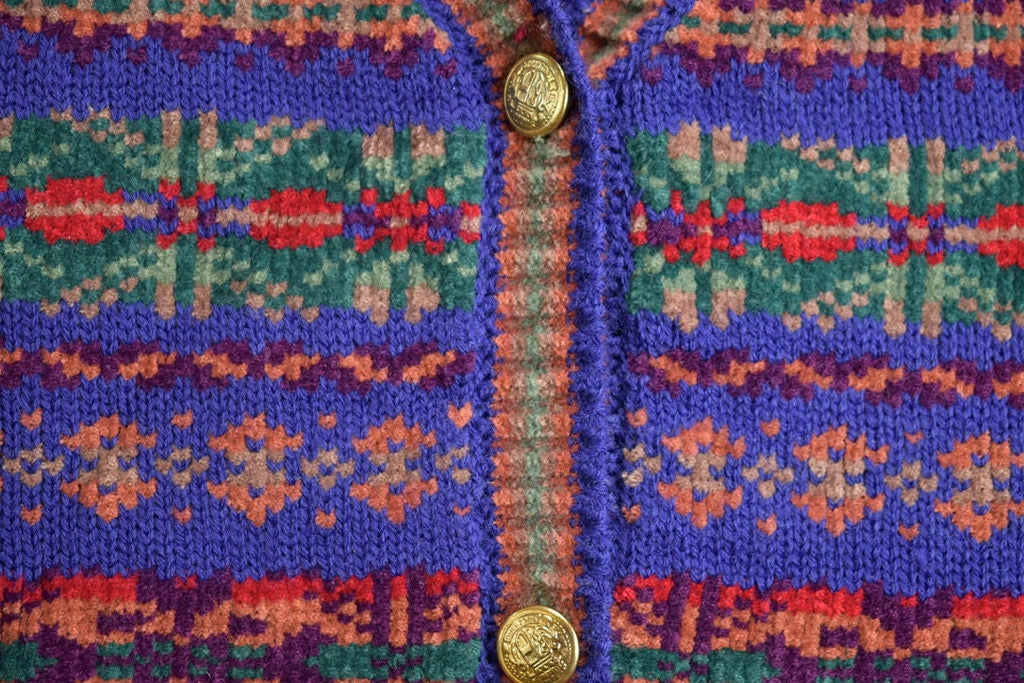 Vintage 1990s Donn Kenny Knitted Button Up Blazer Sweater
