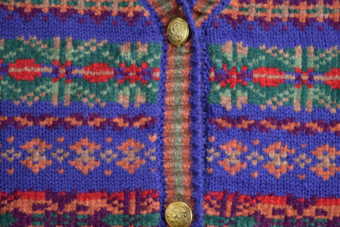 Vintage 1990s Donn Kenny Knitted Button Up Blazer Sweater