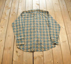 Vintage 1990s Weekender Plaid Single Needle Tailoring Blank Button Up Shirt Made In USA