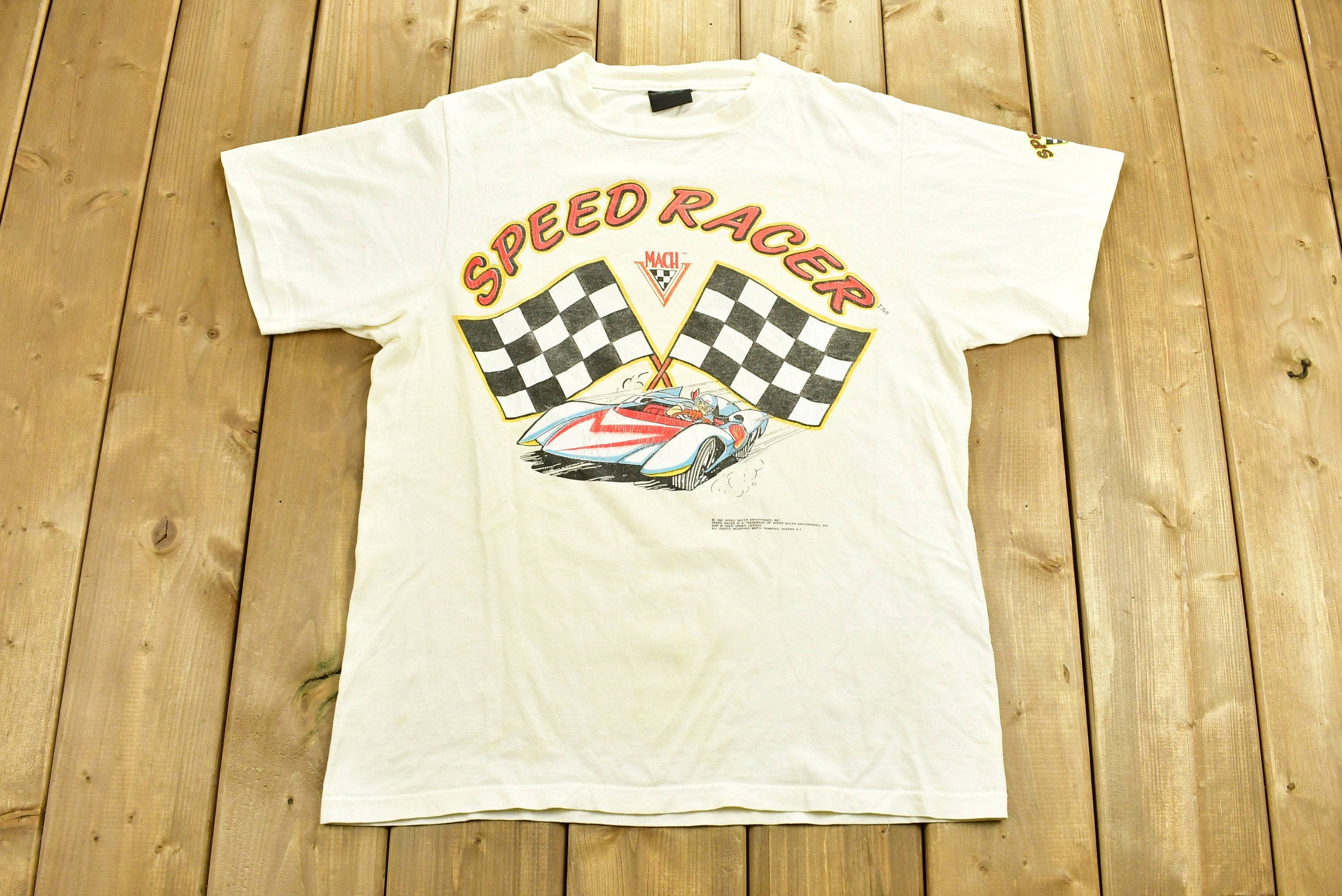 Vintage 1992 Speed Racer Cartoon Anime Graphic T-Shirt