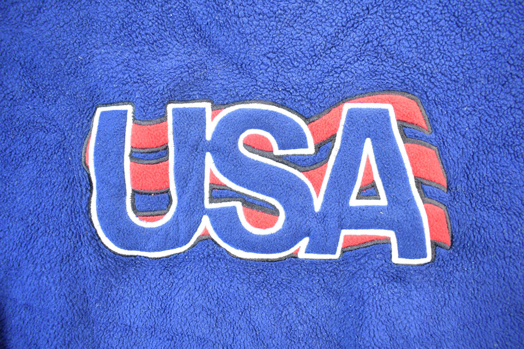 Vintage 1990s USA Red White And Blue Patriotic JJM Sportswear Fleece Sweater
