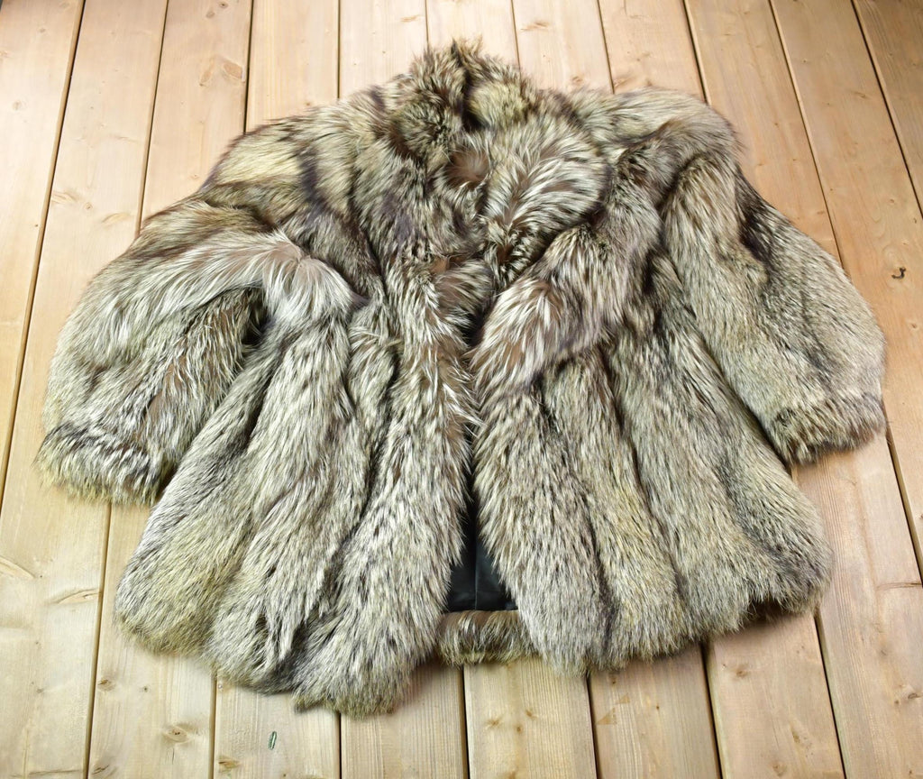 Vintage 1980s Grey Fox Mid Length Fur Coat Saga Fox Made In USA