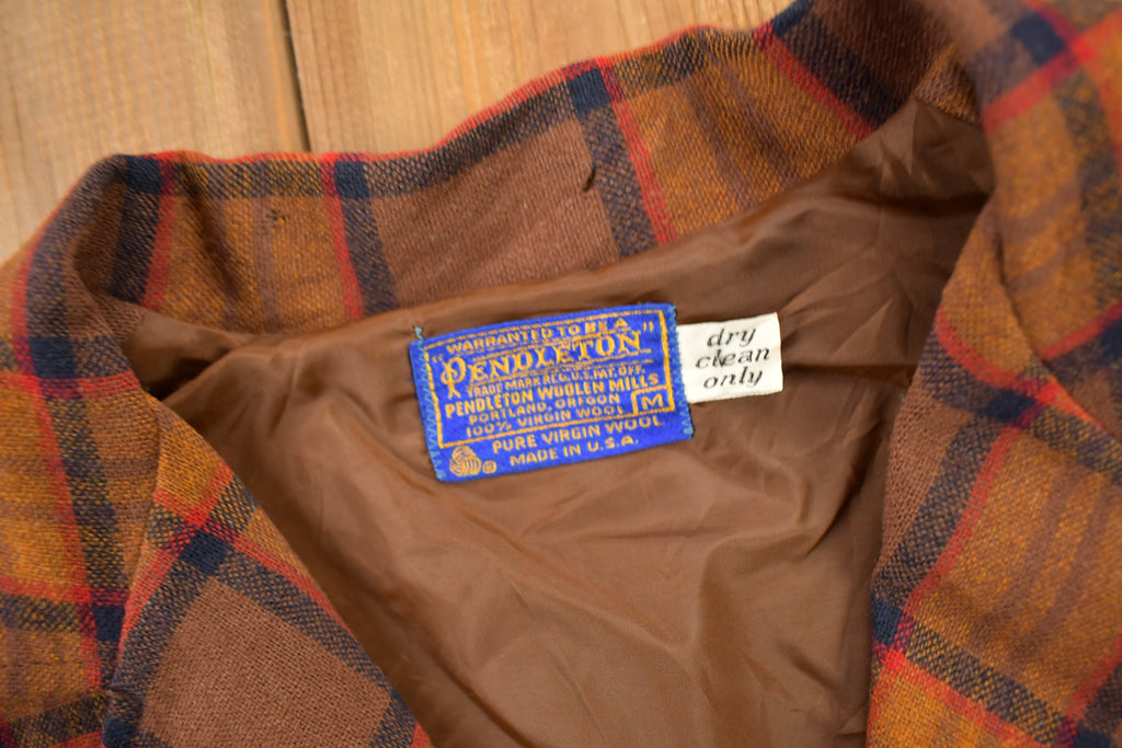Vintage 1970s Pendleton Plaid Button Up Blazer Jacket Size M