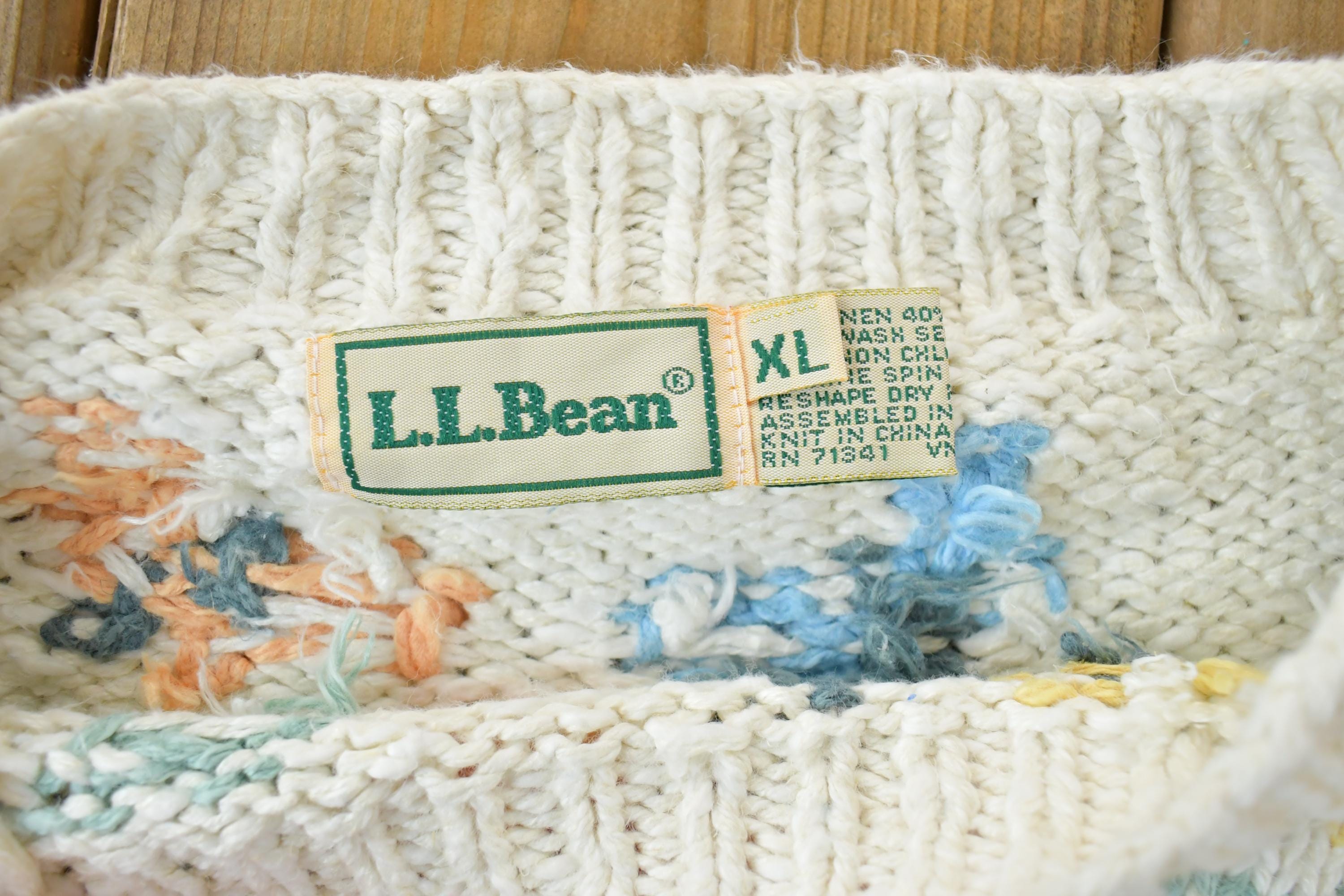 Vintage 1990s LL Bean Floral Design Knit Crewneck Sweater