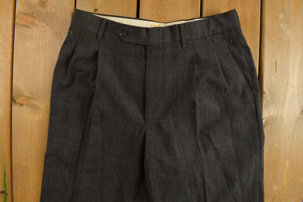 Vintage 1980s Levi's Pleated Plaid Pants Size 29 x 28