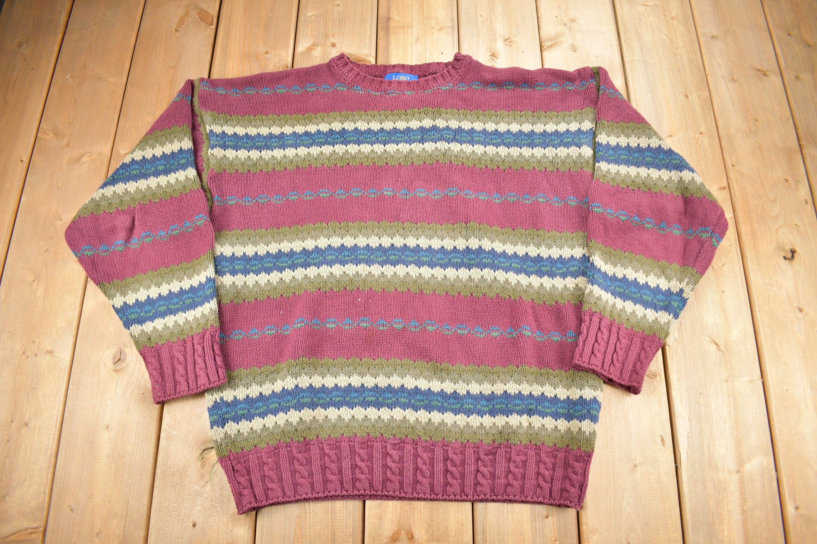Vintage 1990s Lobo By Pendleton Striped Knit Sweater