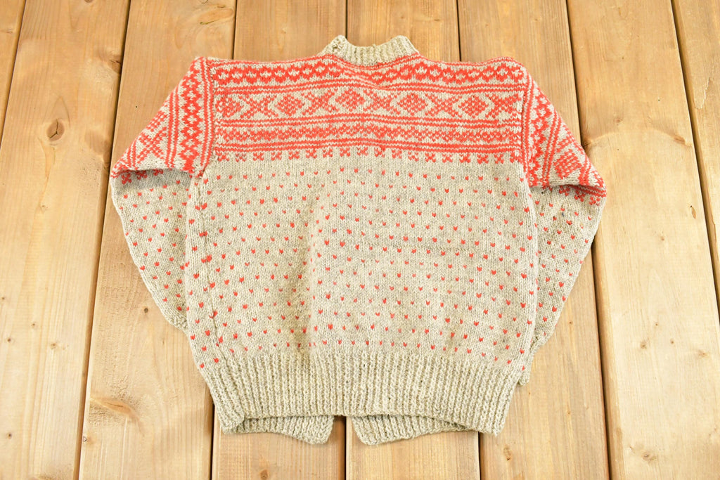 Vintage 1960s Thrashed Streetwear Wool Knit Cardigan Sweater Youth L /