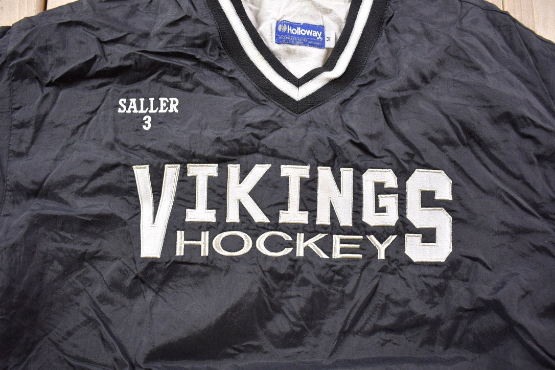Vintage 1980s Holloway Vikings Hockey Embroidered Pullover Windbreaker Jacket