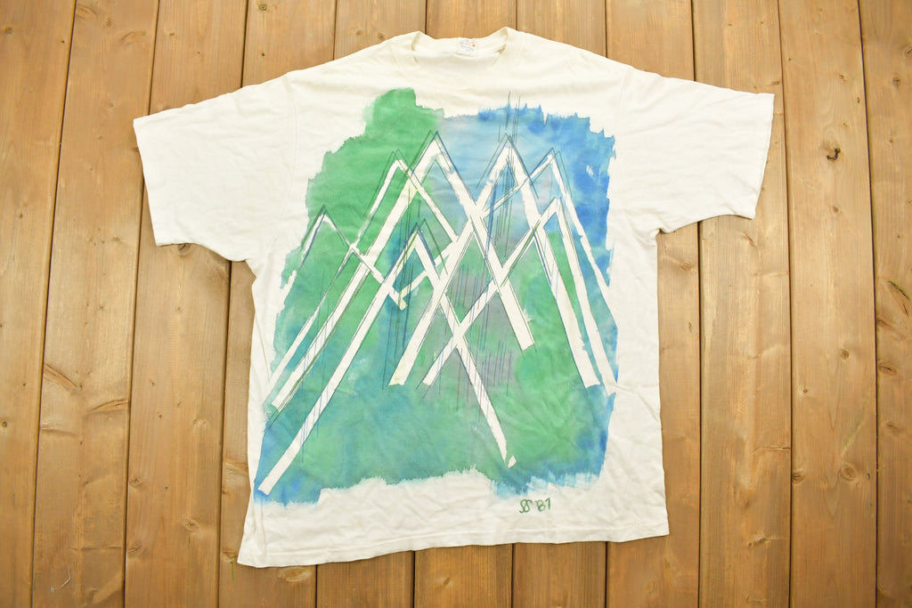 Vintage 1987 Harvey Woods Water Colour Graphic T-Shirt