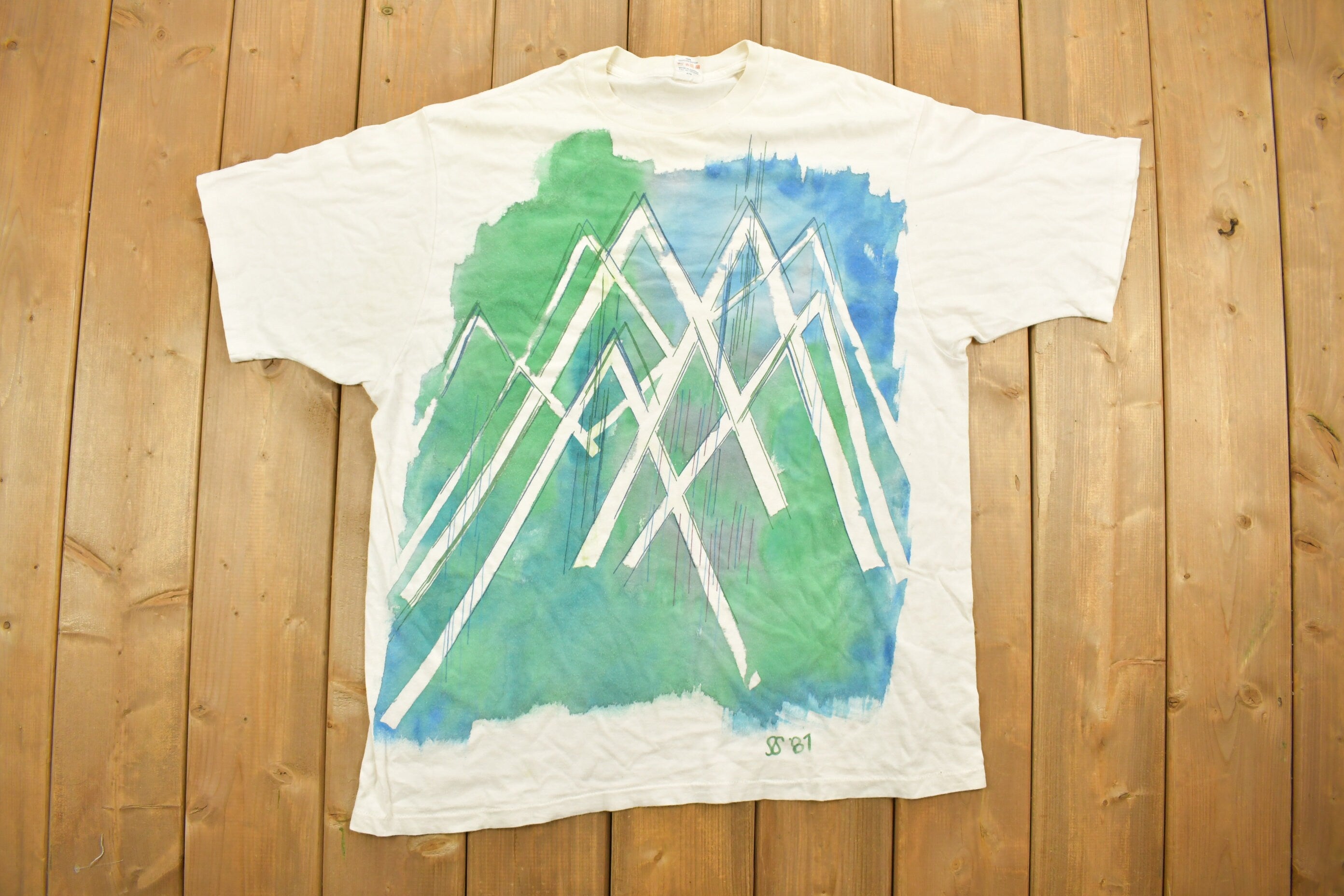Vintage 1987 Harvey Woods Water Colour Graphic T-Shirt