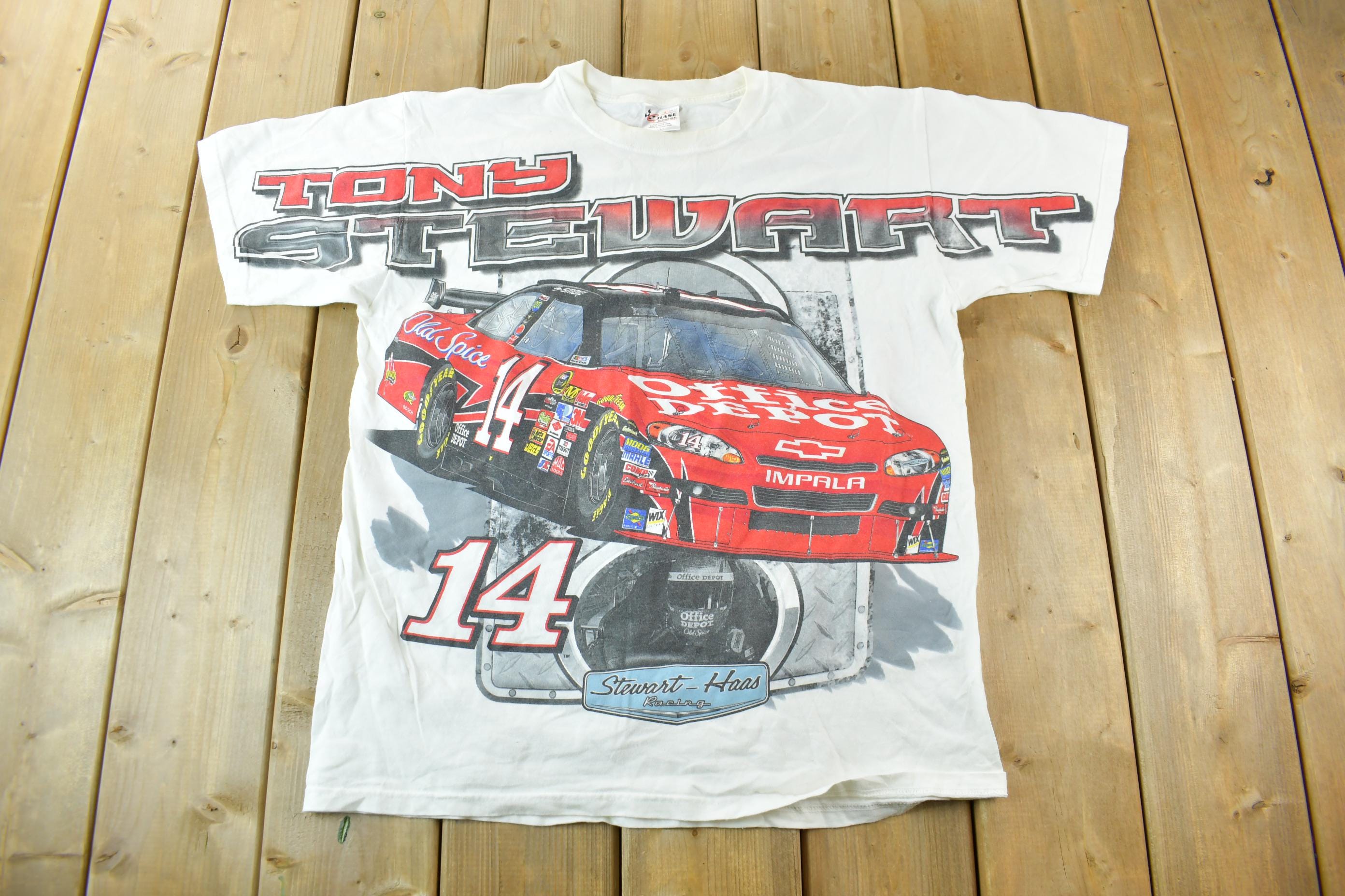 Vintage Y2K Tony Stewart All Over Print NASCAR Racing T-Shirt