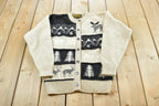 Vintage 1988 Eddie Bauer Wool Knit Animal Nature Cardigan Mens S