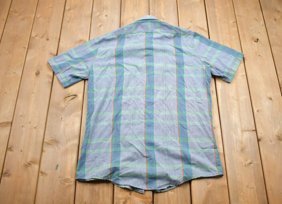 Vintage 1990s Eatonia Plaid Button Up Shirt  1990s Button Up  Vintage Flannel  Plaid Shirt  Button Down  Short Sleeve Button Up