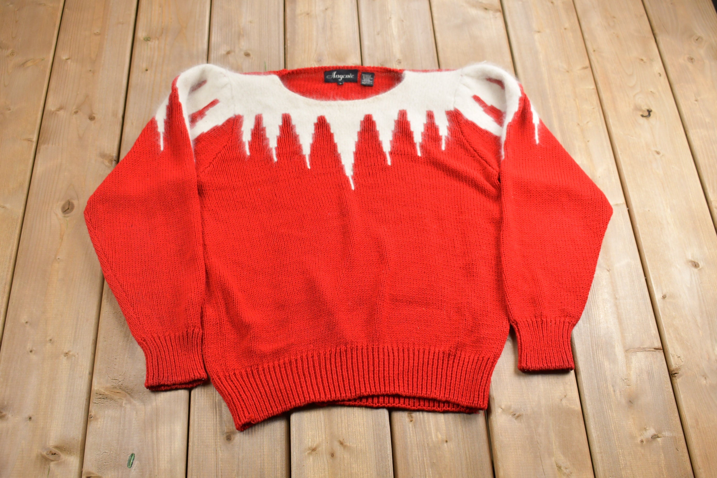 Vintage 1990s Angenie Graphic Knitted Crewneck Sweater