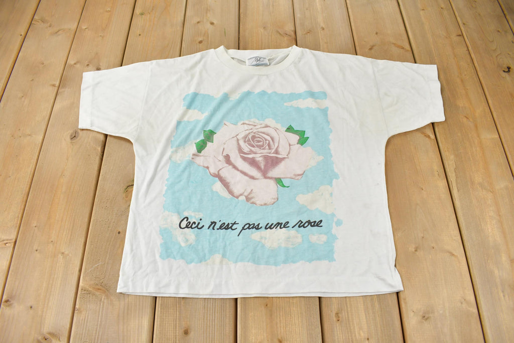 Vintage 1990s Single Stitch French Flower Graphic T-Shirt